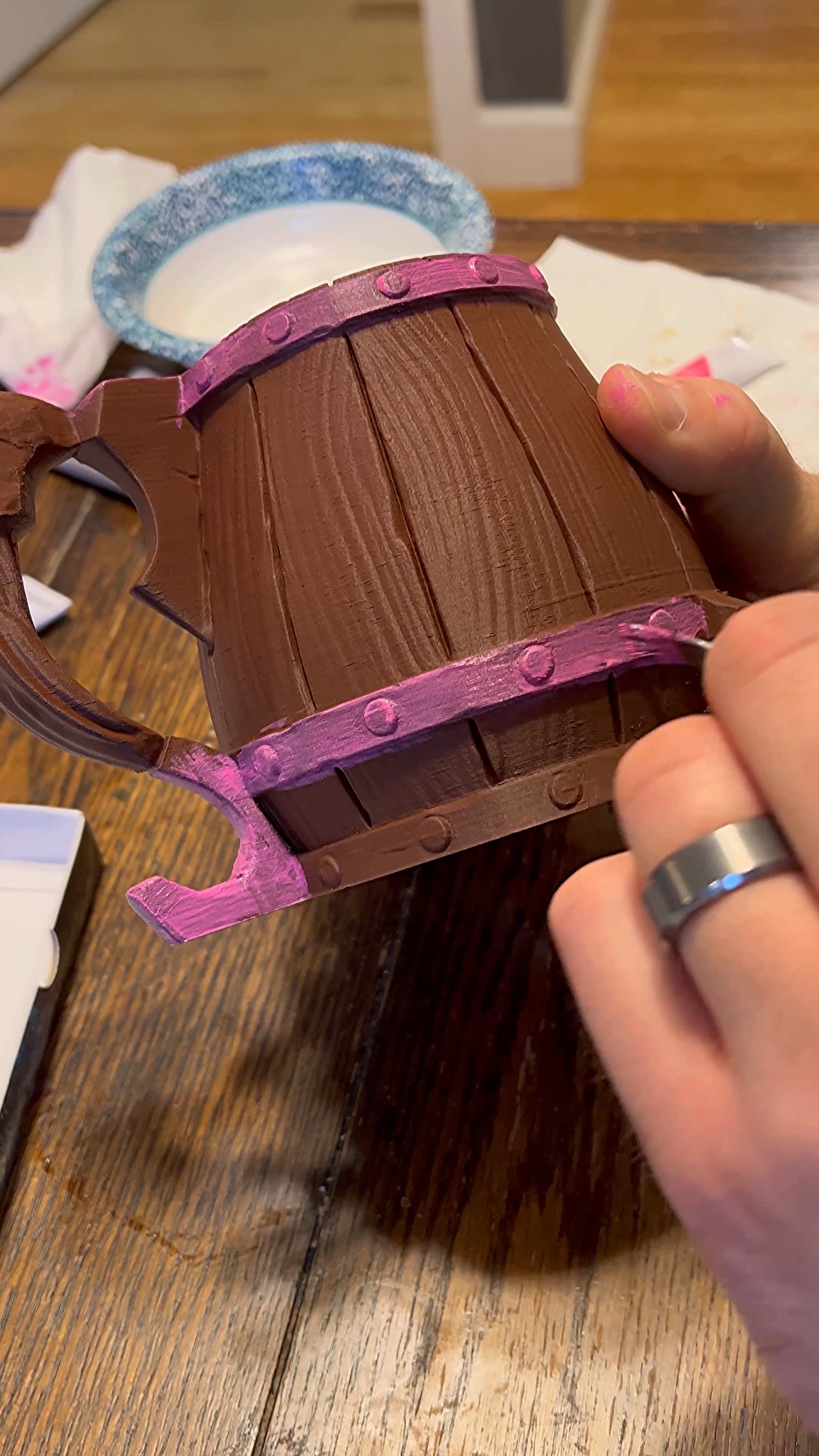 Painting a pink primer layer
